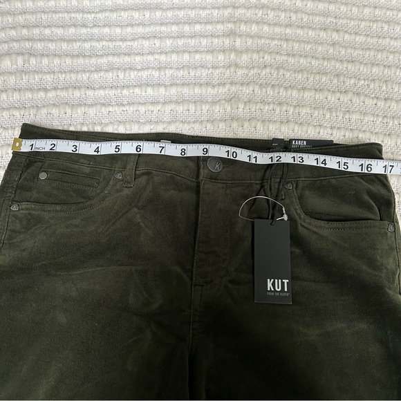 KUT From the Kloth Karen baby bootcut size 10 dark green soft corduroy pant. - Picture 4 of 8